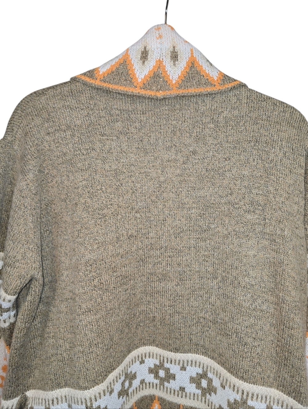 BiBi Aztec Tribal Open Front Cardigan Duster Boho Southwest Orange Taupe Size Sm - Picture 5 of 14